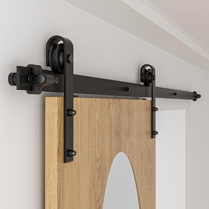 CCJH 5FT Sliding Barn Door Hardware Kit Heavy Duty for Max 31'' Wide Single Wooden Door