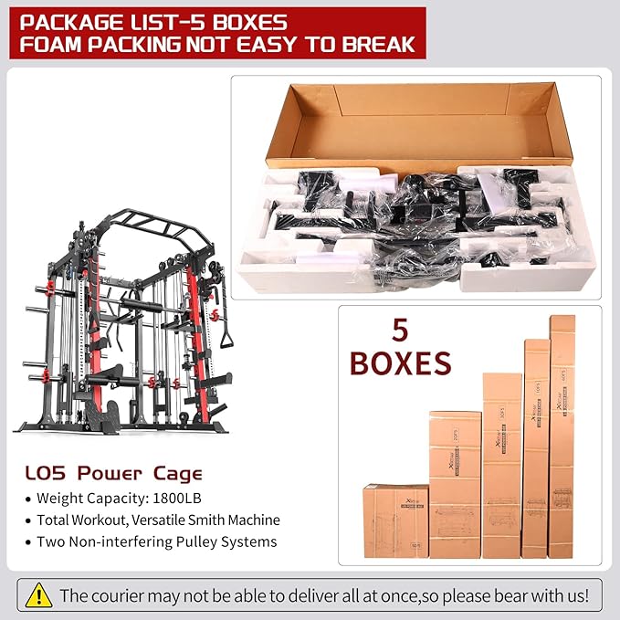 Multi-Purpose Squat Rack,Smith Machine Weight Rack Set with Cable Crossover System, Home Gym Power Racks, Power Racks and Packages
