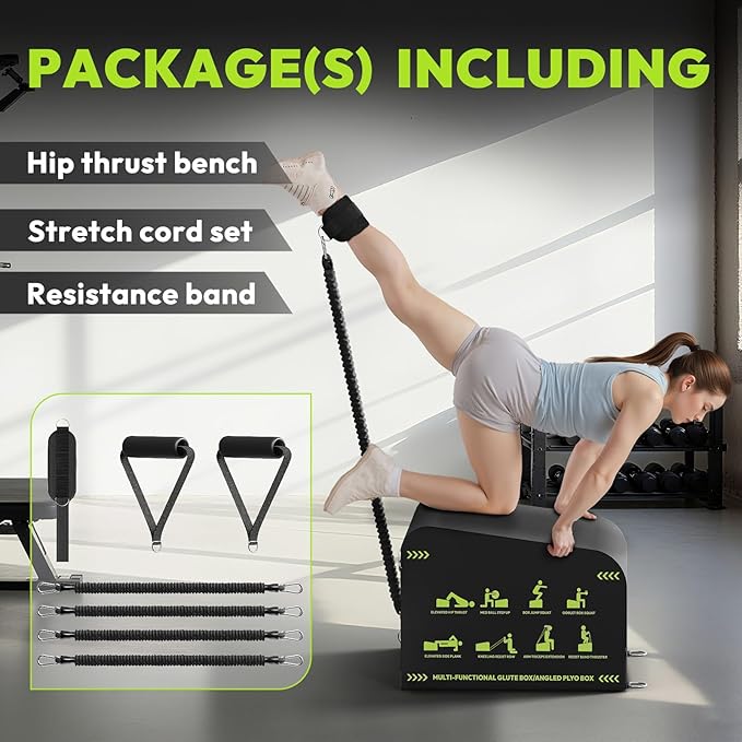 HANDBODE Hip Thrust Bench, Multi-Functional Slip-Free Hip Thrust Machine for Glute Bridge, Box Jump, Push-Ups, Squat, Ab Exercise, Suitable for Home & Gym