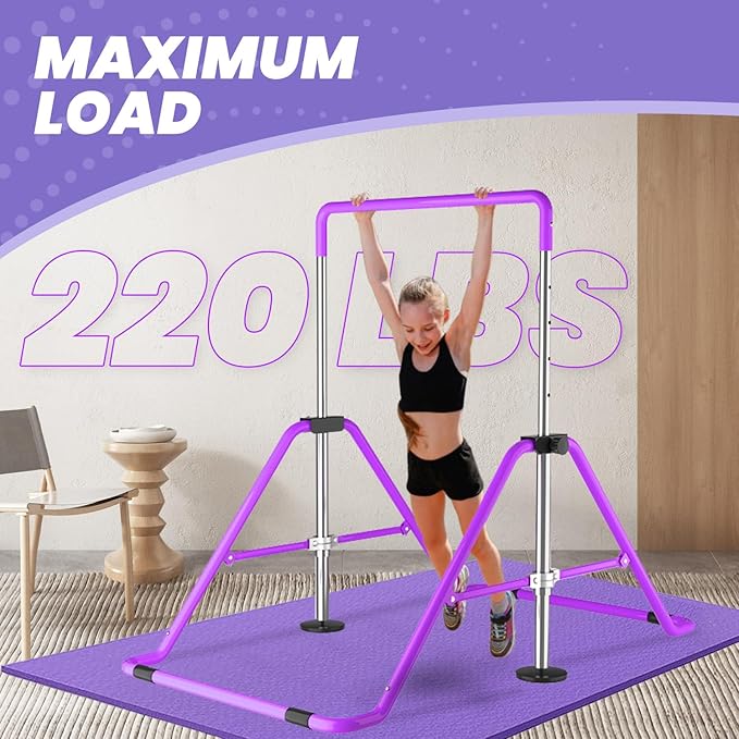 DOBESTS Kids Gymnastics Bar Folding Horizontal Bar, Adjustable Height Gymnastic Horizontal Bars, GymnasticTraining Equipment for Home