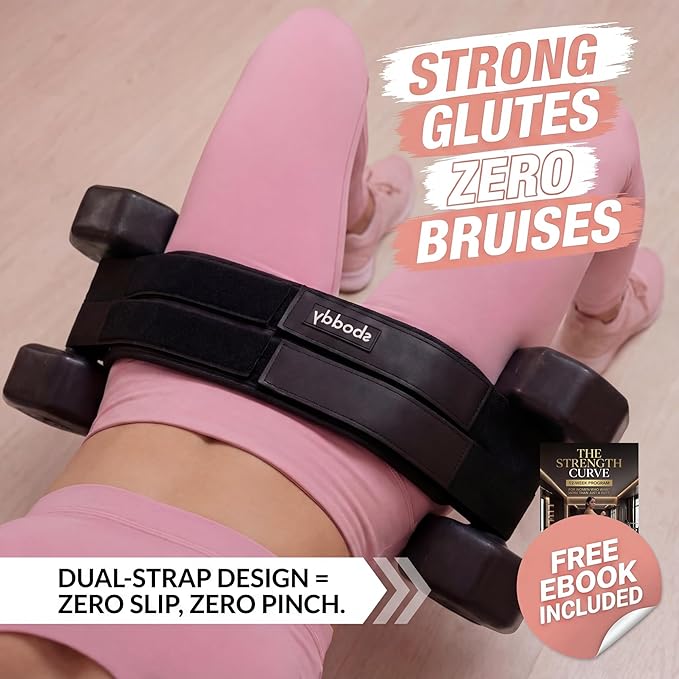 Hip Thrust Belt with Dual-Strap Design – Booty Builder for Heavy Dumbbells, Kettlebells & Plates Up to 400 lbs – Comfortable Glute Workout Equipment for Women – Coach Tested – Home & Gym Use.