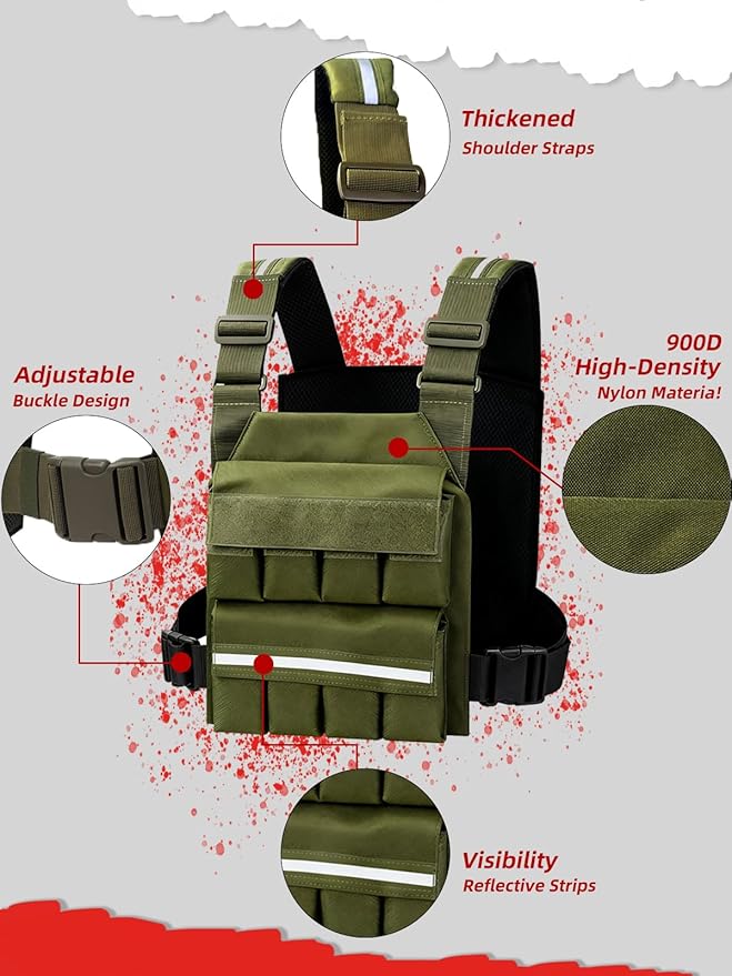 SMONT Weight Vest for Women Men - Adjustable Rucking Vest Strength Training, Running, Walking - Secure Fit for Gym Outdoor Workouts Strengthen Endurance Training（Excluding Lead Blocks）
