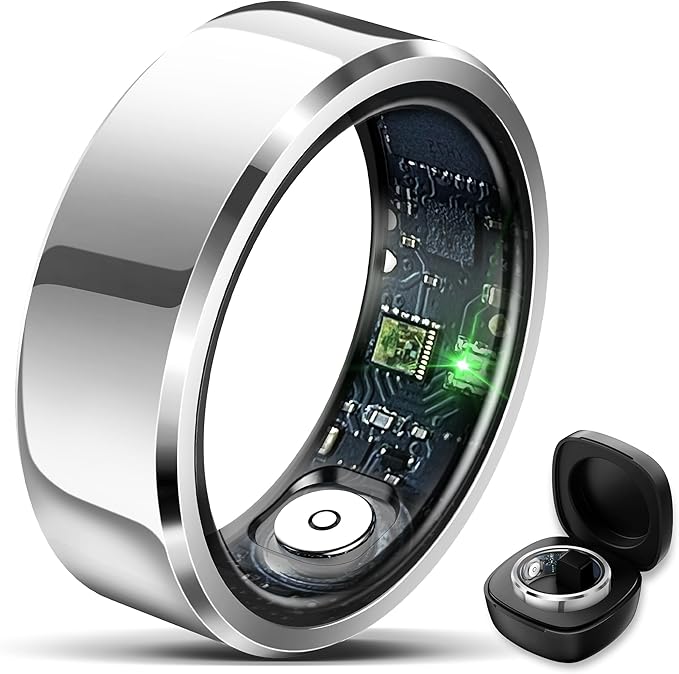 Smart Ring for Women Men Fitness Tracker with Blood Pressure,Heart Rate,Sleep Monitoring,Step Counting,for iPhone and Android,Waterproof smart blood pressure monitor,No Subscription Fees (silver 11)