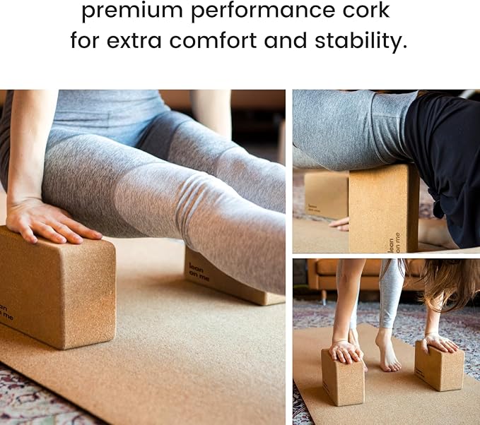 Cork Yoga Blocks 2 Pack – High Density Non Slip with Select Cork Grain for Chip-Resistant Durability | Extra Thick 4” for Support & Stability | Natural, Smooth, and Crumble Free | Body By Yoga