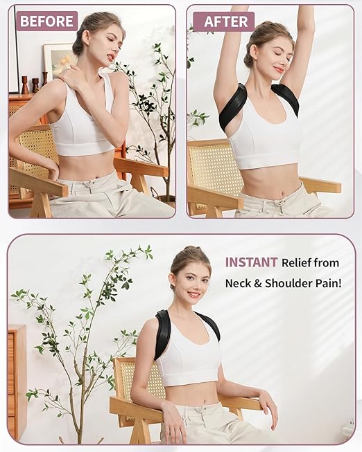 Upper Back Brace Posture Corrector For Women,Lightweight Back Straightener Posture Corrector,Adjustable Upper Back Support,Clavicle Brace For Round Shoulder & Hunchback (Large)
