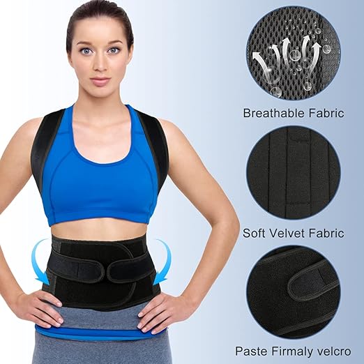 Back Brace Posture Corrector for Women and Men - Adjustable Posture Back Brace for Upper and Lower Back Pain Relief - Improve Back Posture and Lumbar Support,Large(Waist:33-37 Inches)