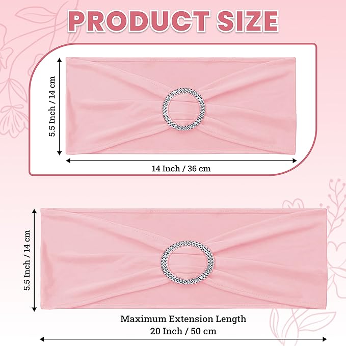 VDS - Dusty Rose | Spandex Chair Sashes Bows | 250 PCS | Stretch Elastic Banquet Universal Folding Chair Band Tie with Silver Buckle Slider for Wedding Party Conference Celebration Event Decoration