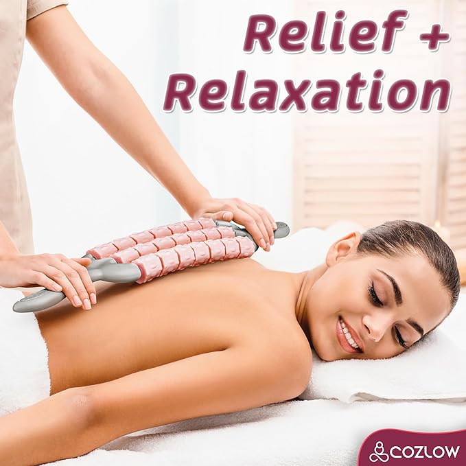 Triple Roller Massage Stick - Body Massager for Muscles - Fascia Rolling Tool - Deep Tissue Therapy for Myofascial Release and Lymphatic Drainage - Handheld Anti Cellulite Device - by Cozlow