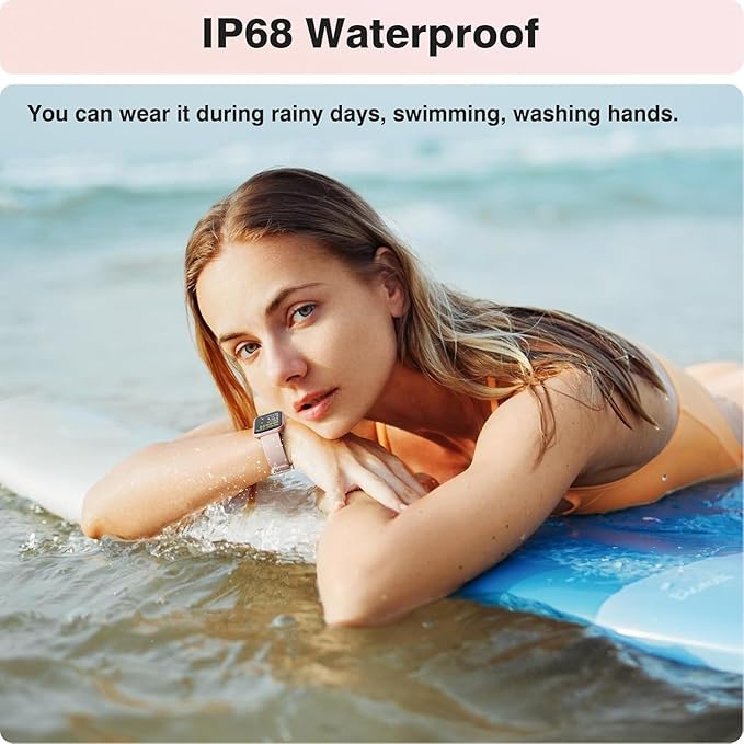 Fitpolo Smart Watches for Women Android iPhone, 1.8'' Women Smartwatch with Alexa Built-in, Bluetooth Calls, IP68 Waterproof, 7 Days Battery, Heart Rate/Sleep/SpO2 Monitor, 110 Sports Mode