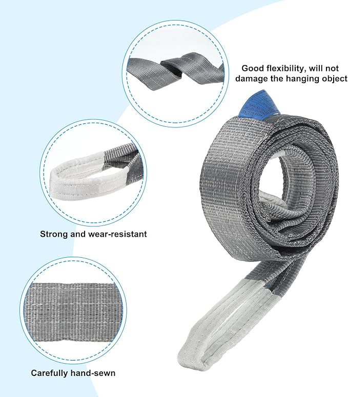 PATIKIL Lifting Slings Straps, 1 Pcs Polyester 6ft Heavy Web Slings Duty Flat Lifting Belts Pull Lifting Straps Slings Mount(8818lbs), Grey