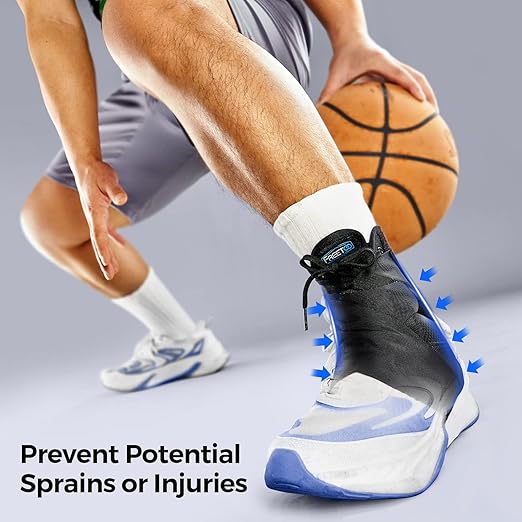 FREETOO Ankle Brace Maximum Metal Support for Men & Women, Compression Foot Support for Sprained Ankle, Plantar Fasciitis,Injury Recovery, Lace up Ankle Support for Running Volleyball Left/Right