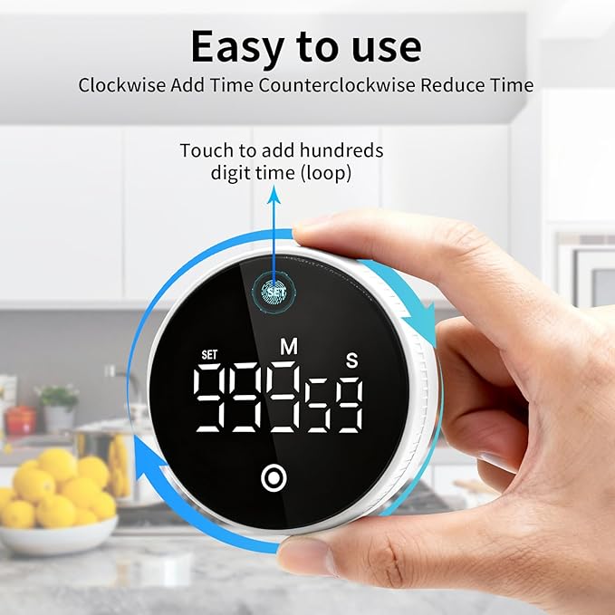 Digital Kitchen Timer with Magnet,Large LED Display Visual Timer with Countdown Countup for Adult & Children,Battery Supply for Classroom Home Gym Office