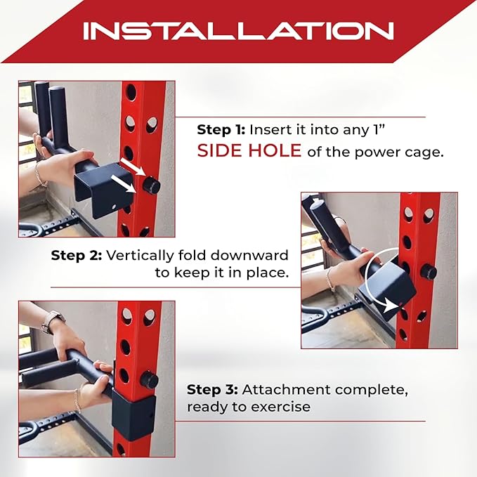 Yes4All 350 LBS Capacity - Dip Bars for 2x2 with 1" SIDE Hole Power Cage - Squat Rack Attachments for Dips, Pull Up, Push-up
