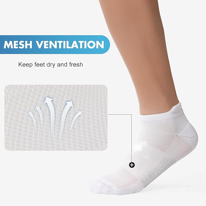 BAMBOO COOL Men's Ankle Socks Moisture Wicking Breathable Odor Control Athletic Cushioned Running Socks Arch Support 8 Pack
