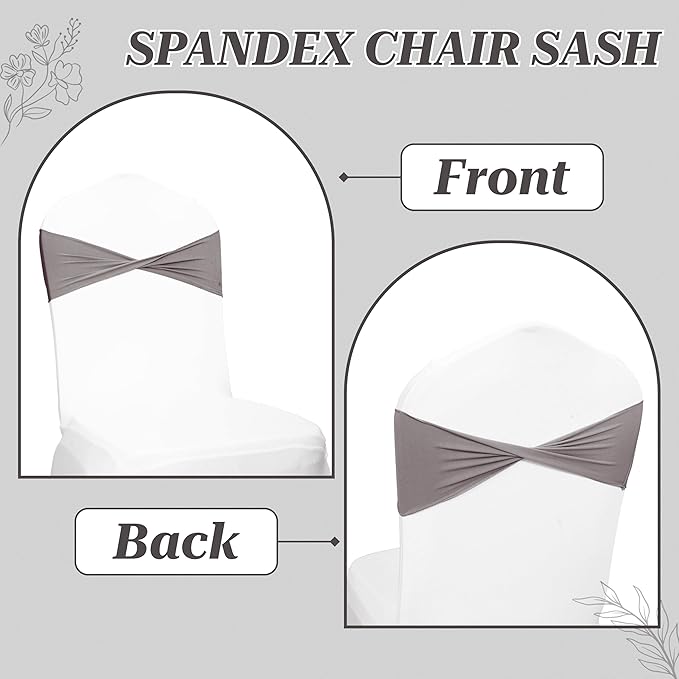 VDS Pack of 10 PCS | Silver Grey | Spandex Chair Sashes Bows Without Buckle | Stretch Elastic Banquet Universal Folding Chair Band Tie with for Wedding Party Conference Celebration Event Decoration