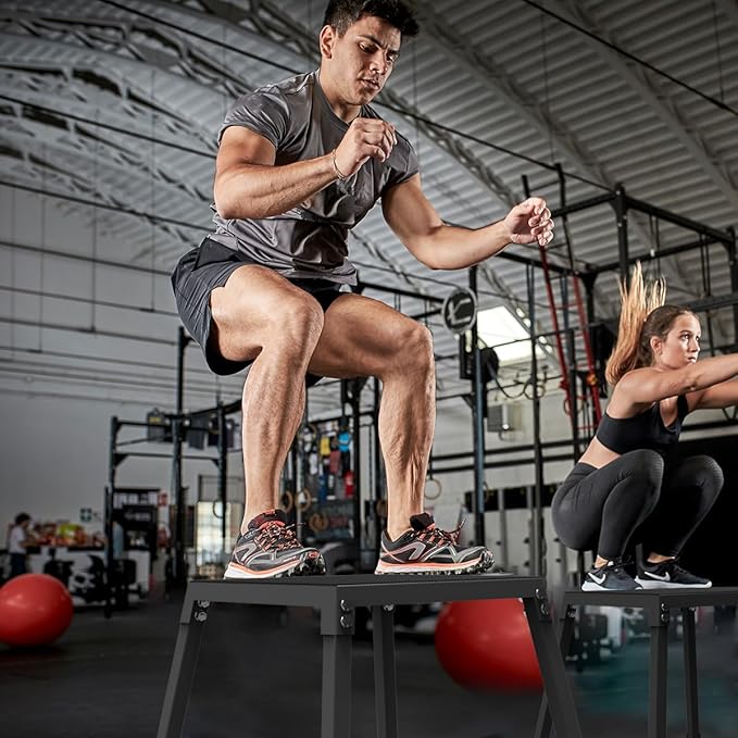 PeakPursuit Metal Plyo Box, Plyometric Jumping Box Set with Anti-Slip Surface for Workout Home Gym,Single and Set