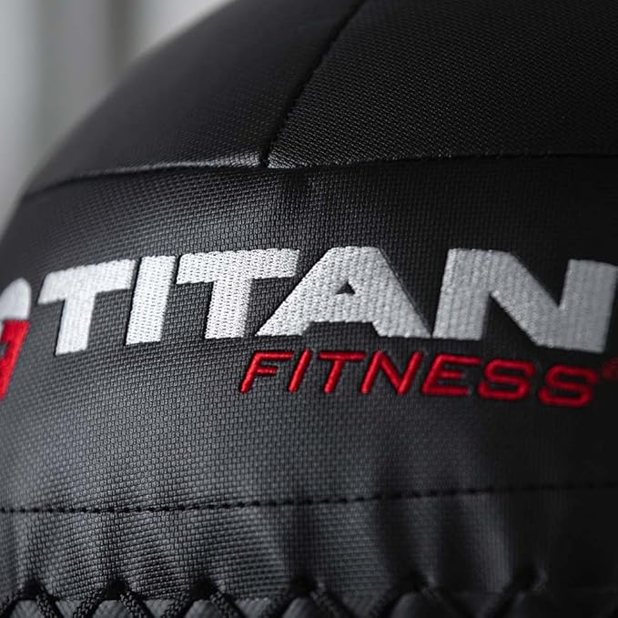 Titan Fitness LB Soft Shell Medicine Wall Ball with Poly-Composite Laminate Cross Texture Non-Slip Grip for Throwing, Core Strength, Floor Exercises, Stretching