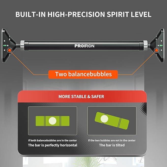 PROIRON Door Pull Up Bar Doorway Frame Chin Up Bar from 28.3in-38.2in,No Screws,Home Gym Upper Body Workout Fitness Equipment,Exercise Hanging Bar Portable,Non-slip Secure Grip,440 LB