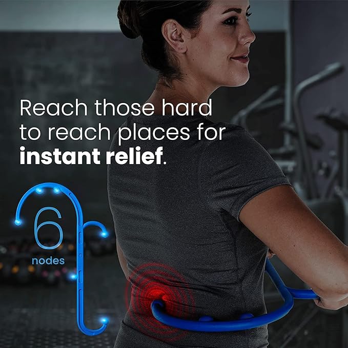 Mount Plus MP005 Back Massager Handheld Tool | Back and Neck Massager | Trigger Point Therapy Self Massage Tool | Fibromyalgia Pain Relief (2 Pack Blue)