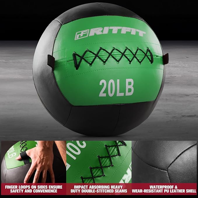 RitFit Soft Medicine Ball/Wall Ball for Strength and Conditioning Workouts, Core Training