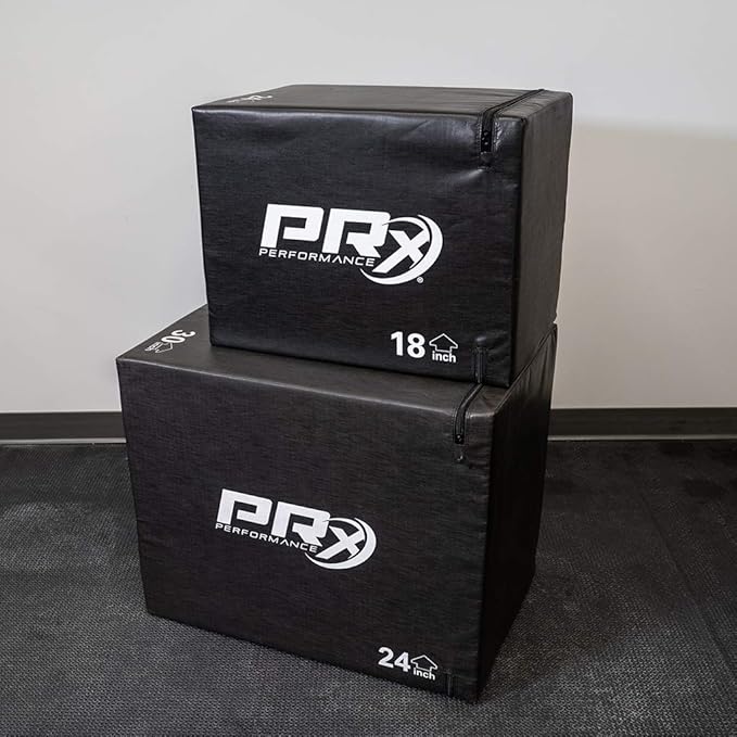 PRx Performance 3-in-1 Plyo Boxes, Plyometric Jump Training and Conditioning Box for All Athletes Soft Foam 16"/18"/24", Soft Foam 20"/24"/30" and, Wood 20"/24"/30"