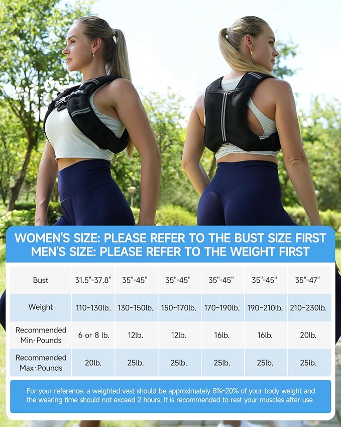 Weighted Vest, 6lb/8lb/12lb/16lb/20lb/25lb Weighted Vest Woman with Detachable Phone Pouch, Suitable for Women, Men, Ideal for Workout, Strength Training, Fitness, Running, Weight Loss, Walking