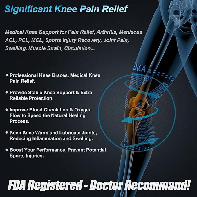 NEENCA Plus Size Knee Brace for Knee Pain, Knee Support with Side Stabilizers & Patella Gel Pad, Knee Compression Sleeve for Meniscus Tear, Arthritis Joint Pain Relief, ACL, PCL, All Sports. Plus Size