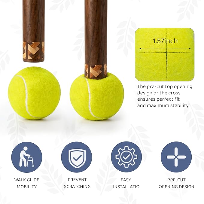 ANCKNE Walker Tennis Balls Precut Tennis Balls for Walkers 4PCS Walkers Legs Universal Precut Glide Balls, Heavy Duty Long Lasting Felt Pad Glide Coverings for Furniture Legs and Floor Protection