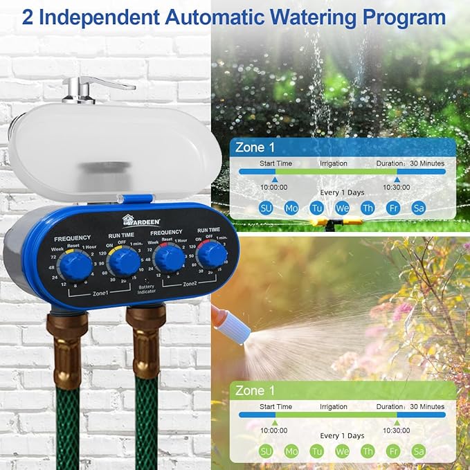 Watering Hose Sprinkler Timer Garden Irrigation System Controller Electronic Water Timer with Two Outlets Color Blue