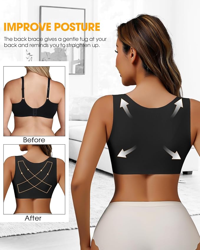 Front Closure Back Posture Corrector for Women Posture Correcting Adjustable Back Support for Women Bras Chest Shaper