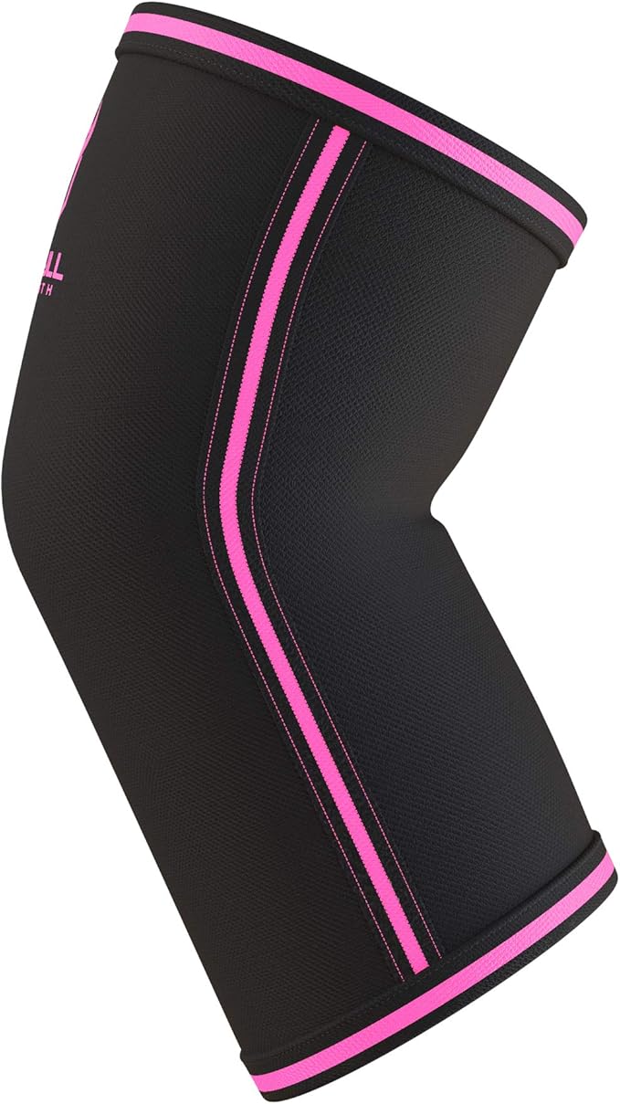 Elbow Sleeves 5mm (1 Pair) - High Performance Elbow Sleeve Support for Weightlifting, Weight Training & Powerlifting - Best Compression Straps - for Men and Women (Small, Black/Pink)