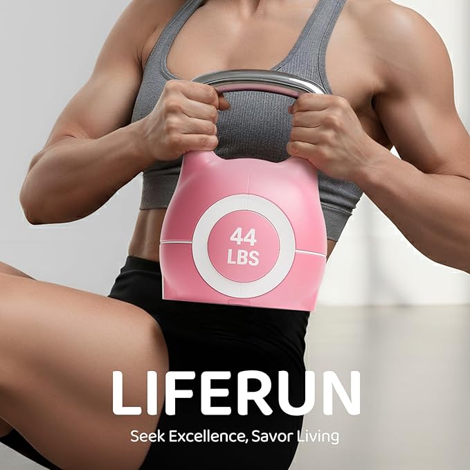 LIFERUN Adjustable Kettlebell Set - 7in1 Kettlebells, Choose 22.5 lb or 44 lb, Quick-Change Weight Dial & Safety Lock, Space-Saving Design, Full-Body Workout & Cross-Training