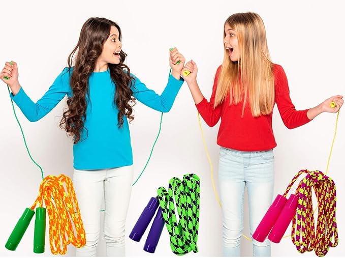 JA-RU 7ft Adjustable Jump Rope (Jump Rope) Nylon Braided Jump Ropes for Kids. Indoor & Outdoor Activities for Teens. Bulk Party Favor & Gymnastics Goodie Bag Stuffers. 1995