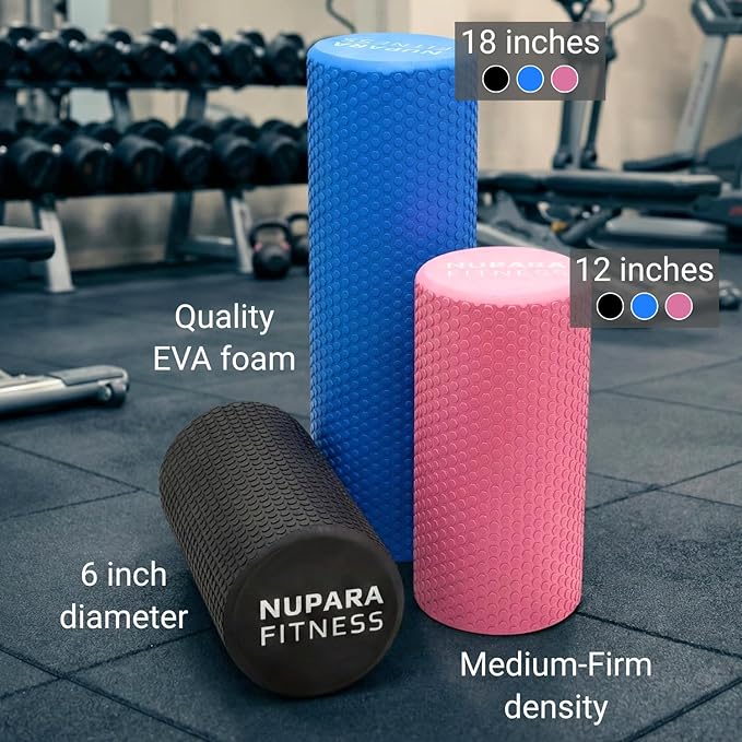 Foam Roller for Back, Legs, and Deep Tissue Muscles. Muscle Roller for Running, Cycling, Sports, Exercise, Recovery, Physical Therapy, Yoga, and Pilates. (Dark Blue, 12 inch - Medium)