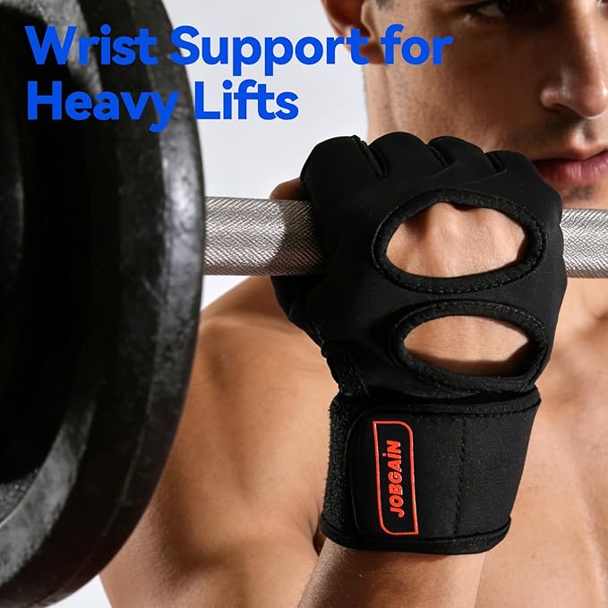 Workout Gloves for Men and Women, Gym Weight Lifting Padded Gloves with Wrist Wrap Support, Full Palm Protection & Extra Grips, for Weightlifting, Exercise, Cross Training, Fitness, Pull-Up