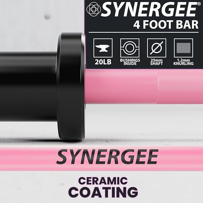Synergee Olympic Barbell – 20LB & 25LB, 2” Olympic Weight Bar for Strength Training, Squats, Deadlifts & Bench Press – 350 LB Capacity with Magnetic Barbell Collars