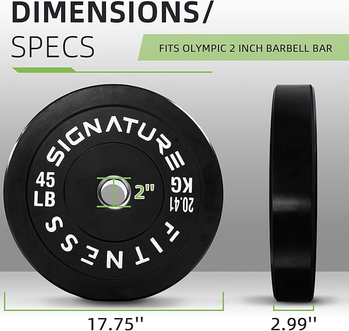 Fitvids Olympic Bumper Plates Set, 2" Weight Plates for Strength Training & Weightlifting, Paris or Set or Set with Barbell, Multiple Options