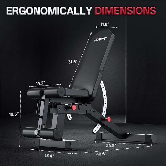 JOROTO 1500LB Adjustable Weight Bench, Heavy Duty Bench, Workout Bench Press for Home Gym Strength Training, Incline Flat Decline Sit Up Bench with Removable Foot Catch for Full Body Exercise