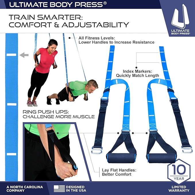 Ultimate Body Press XL Doorway Pull Up bar with Elevated bar & Adjustable Width