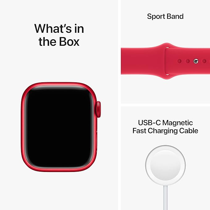 Apple Watch Series 8 [GPS + Cellular, 41mm] - (PRODUCT)Red Aluminum Case with Red Sport Band, M/L (Renewed)