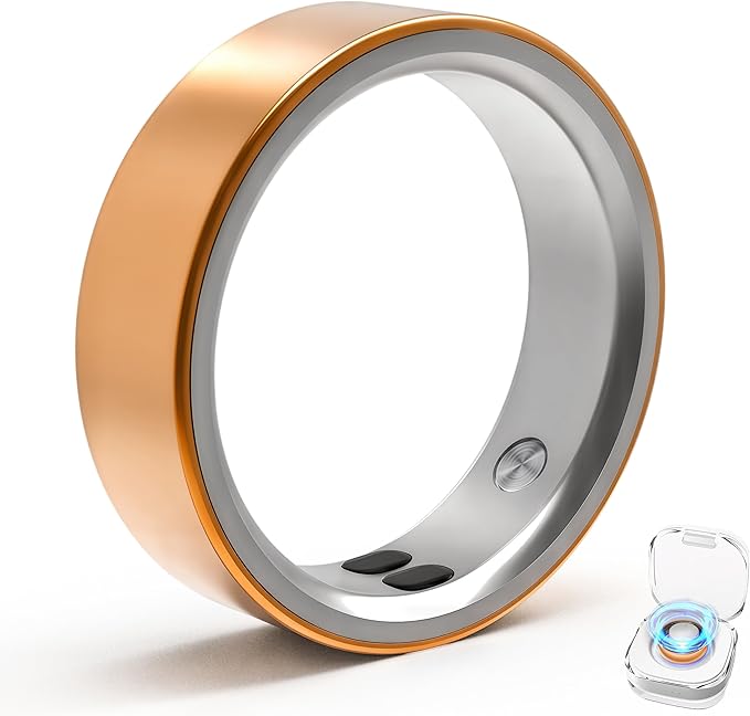 Smart Ring for Women Men,Sleep Tracking Wearable,Fitness Tracker Ring with Step/Heart Rate/Blood Oxygen/Distance/Calorie,Clock Vibration,No Subscription Fee,5ATM Waterproof, iOS&Android(Rose Gold7)