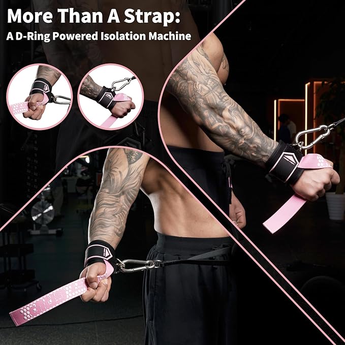 Drip Glue Non-Slip Wrist Straps for Weightlifting, 2-in-1 Lifting Straps with D Rings for Cable Machine Workout, 10mm Neoprene Padded Wrist Wraps for Weight Lifting Deadlift