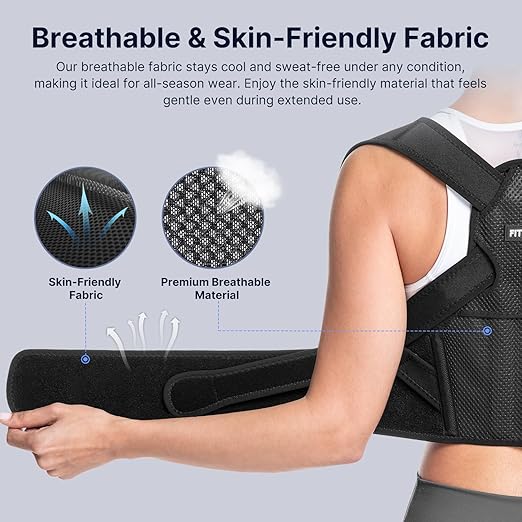 Fit Geno Posture Corrector for Women & Men: Adjustable Lightweight Upper Back Brace for Neck Shoulder & Upper Back Pain Relief - Improve Posture Correct Hunchback Slouching Invisible Under Clothes (M/L Under Bust 35" - 47")