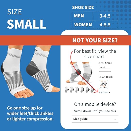 6 Pairs Plantar Fasciitis Socks for Men & Women, Ankle Brace Compression Socks with Arch Support for Achilles Tendonitis, Heel Pain, Swelling & Arthritis Relief, White, Small