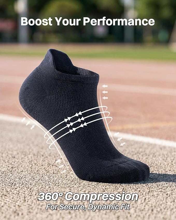 LEVSOX Ankle Compression Socks for Women Men Cushioned Running Support Socks for Plantar Fasciitis Relief 3 Pairs