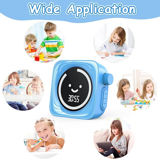 Visual Timer for Kids, 99 Minute Digital Cute Kids Visual Timer Classroom Timer for Homeschool Supplies Study Teaching Time Management Tool Countdown Timer, Blue 2Pack