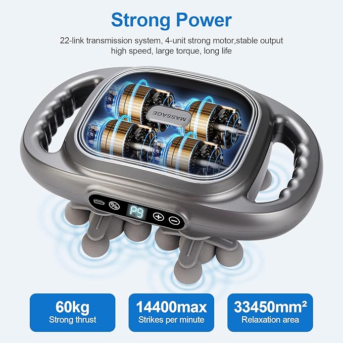 IeBilif Massage Gun, 22 Head Foot Back Neck Shoulder Massager with Adjustable Multi-Modes & Intensities, Fascia Gun for Athletes, Birthday Gifts for Men