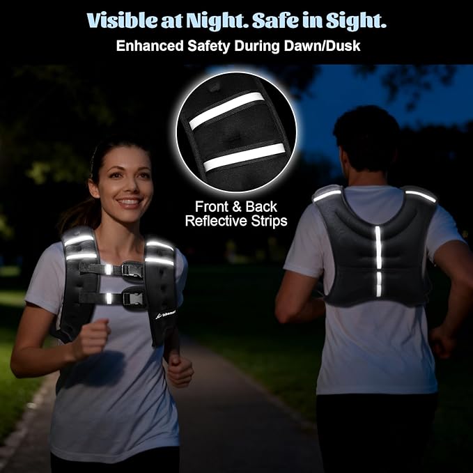 Weighted Vest Weight Vest for Men Women Kids Weights Included with Reflective Stripe, Body Weight Vests Adjustable for Running, Workout, Jogging, Walking
