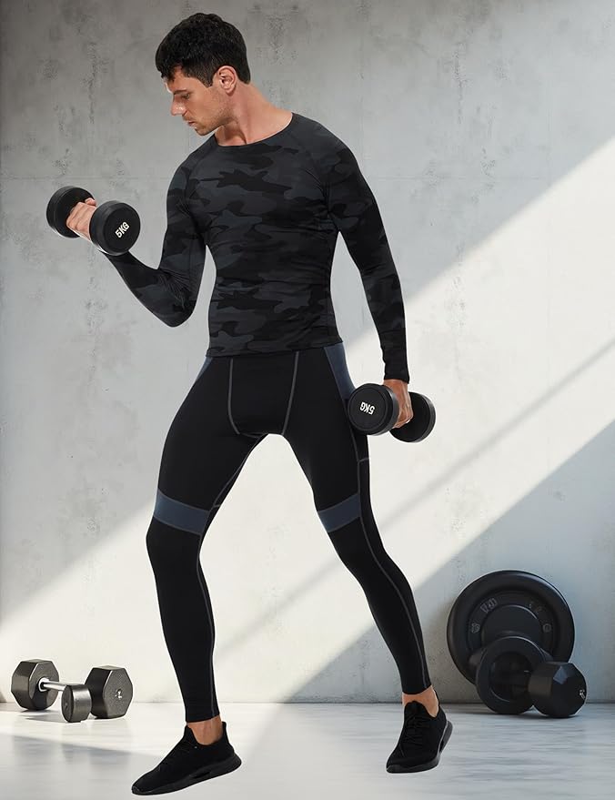 SPVISE 1 or 3 Pack Men's Compression Shirts Long Sleeve Workout Gym T-Shirt Running Top Cool Dry Sports Baselayer Undershirts