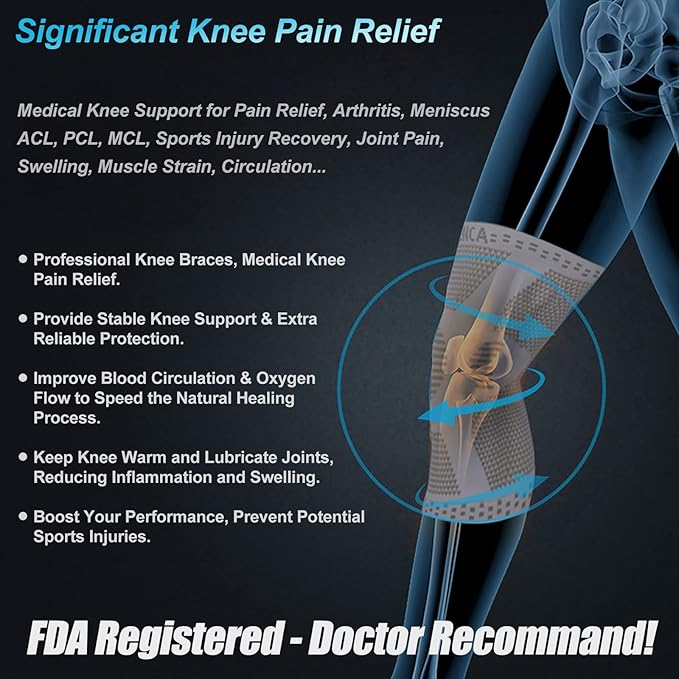 NEENCA Plus Size Knee Brace for Women & Men, Knee Compression Sleeve for Large Leg and Big Thigh, Knee Support with Side Stabilizers for Knee Pain Relief, Meniscus Tear, Arthritis, ACL, Sports. ACE-59
